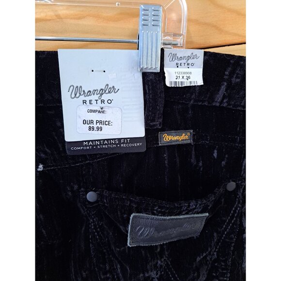 NEW Wrangler Retro Women's Velvet Black Hi Rise Flare Pants 31X36 New Tags XL - Picture 5 of 11